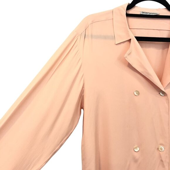 Emporio Armani Silk Blend Double Breasted Button Front Long Sleeve Blouse 40 - Picture 9 of 12